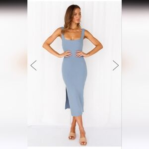 Blue Body Con Midi Dress